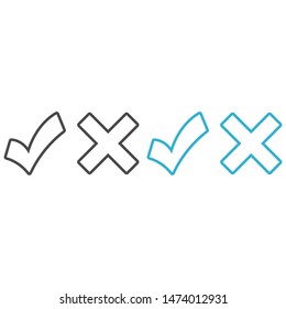 checkmark and cross icon. Vector web design