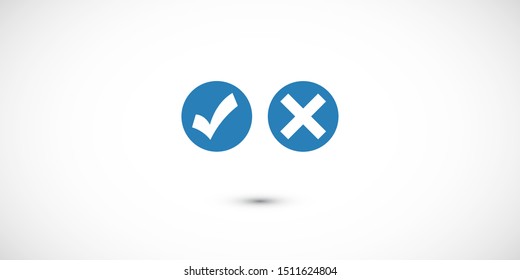 checkmark and cross icon. Vector web design