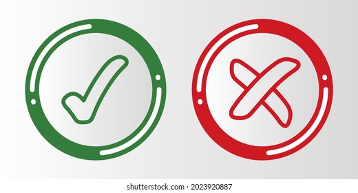 Checkmark and cross icons - colored buttos