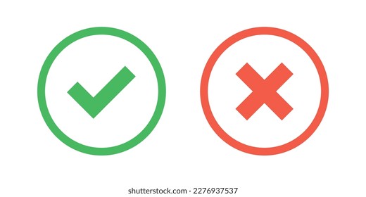 Checkmark and cross icons. Editable stroke. Vector graphic illustration. For website design, logo, app, template, ui, etc.	