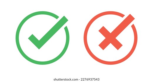 Checkmark and cross icons. Editable stroke. Vector graphic illustration. For website design, logo, app, template, ui, etc.	