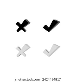 Checkmark and cross icons. Flat, check and cross icons design. Vector icons