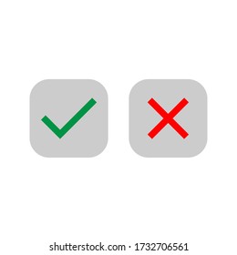 Iconos cruzados de marca de verificación establecidos en fondo blanco. Símbolo vectorial aislado.eps 10