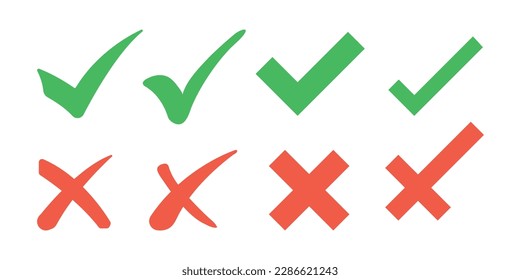 Checkmark and cross icons. Vector graphic illustration. For website design, logo, app, template, ui, etc.
