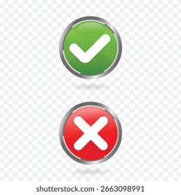 Checkmark and cross icons vector illustration on transparent background