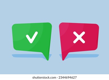 Checkmark and cross mark symbol icon isolated vector illustration