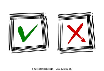 Checkmark and Cross Mark Symbols Representing Choices