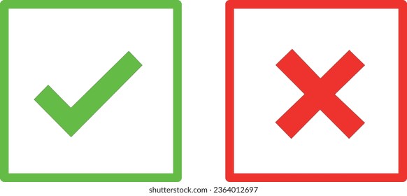 Checkmark cross on transparent background. Isolated vector sign symbol. Checkmark icon set. Checkmark right symbol tick sign. Flat vector icon. Test question.
