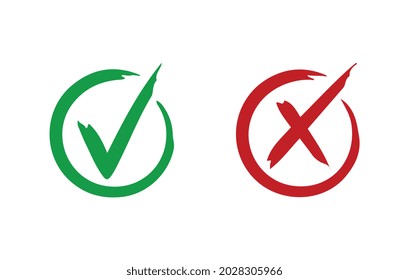 Markierungskreuz auf weißem Hintergrund. Einmaliges Vektorsymbol. Markierungssymbol eingestellt. Markierungszeichen rechts ankreuzen Symbol ankreuzen. Flaches Vektorsymbol. Testfrage. EPS10