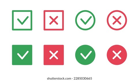 Checkmark cross on white background. Vector illustration.