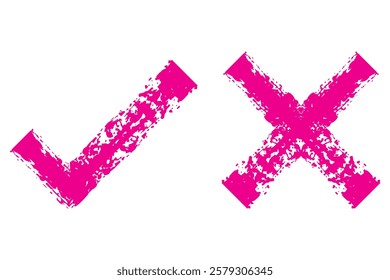 Checkmark cross on white background. Isolated vector sign symbol. Checkmark icon set. Checkmark right symbol tick sign. Flat vector icon. Test question.