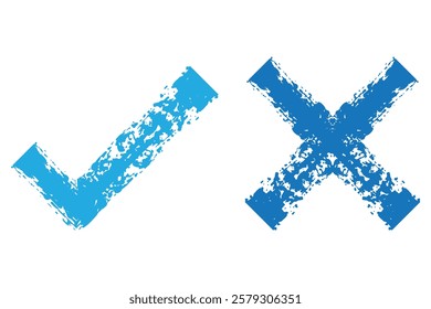 Checkmark cross on white background. Isolated vector sign symbol. Checkmark icon set. Checkmark right symbol tick sign. Flat vector icon. Test question.