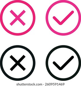 Checkmark cross on white background, Checkmark cross icon Checkmark icon set,- checkbox symbol sign,
