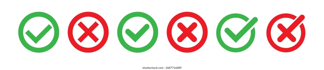 Cruz de la marca de verificación en el fondo blanco. Símbolo de signo de Vector aislado. Vector