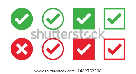 Checkmark cross on white background. Isolated vector sign symbol. Checkmark icon set. Checkmark right symbol tick sign. Flat vector icon. Test question. EPS 10