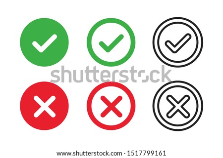 Checkmark cross on white background. Isolated vector sign symbol. Checkmark icon set. Checkmark right symbol tick sign. Flat vector icon. Test question. EPS 10