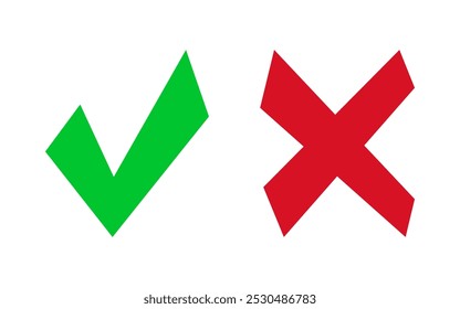 Checkmark and cross sign with red ang green color