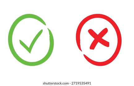 Vector de marca de verificación y símbolos cruzados