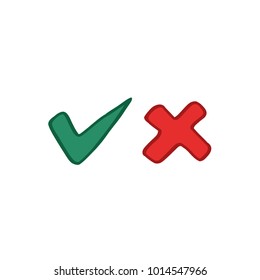 checkmark and crossmark doodle icons