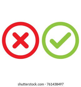 checkmark and crossmark icon set vector