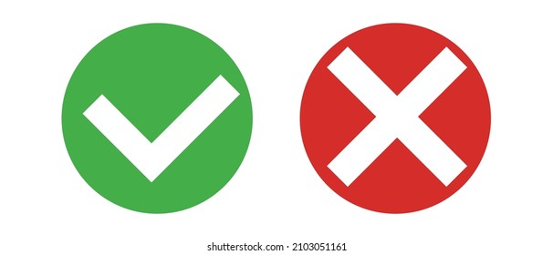 Checkmark and crossmark icons. Vector.