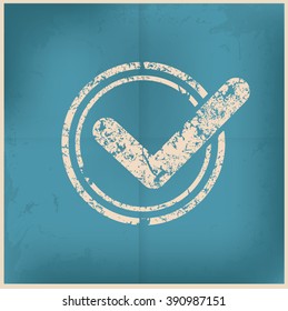 Checkmark design on old paper background,vector