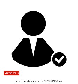 
checkmark designs and people's profiles, in a flat style.
