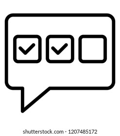 A checkmark in the dialogue box depicting customer feedback 