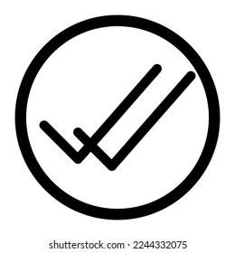 Marca de verificación realizada línea de icono de círculo aislada en fondo blanco. Icono delgado plano negro sobre el estilo de contorno moderno. Símbolo lineal y trazo editable. Ilustración vectorial de trazo simple y de píxel perfecto.