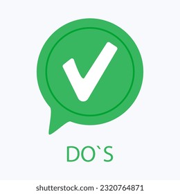 Checkmark with Do's. Positive confirmation, validation symbol, agreement indication, affirmation icon, recommended actions Vector line icon for Business