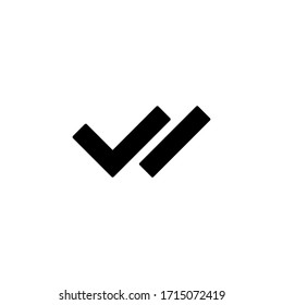 Checkmark double right symbol icon set, wrong symbol on isolated white background. EPS 10 vector.