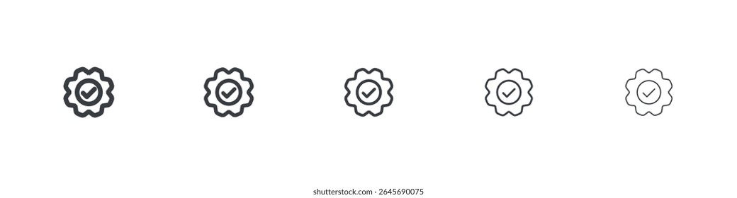 Marca de verificación con un icono de engranaje ilustración simple logotipo arte