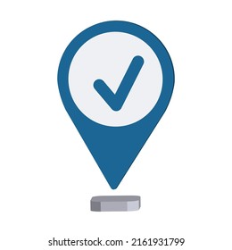 Checkmark geolocation map, point location icon vector illustration design