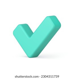 Checkmark green approved done complete symbol isometric 3d icon realistic vector illustration. Check mark correct right positive voting approval confirmation yes agreement acceptance checklist tick