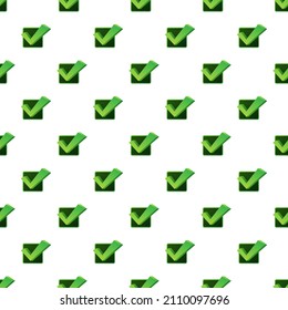 Checkmark. Green approved pattern on white background. Vector stock illustration.