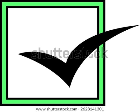 Checkmark in green box icon symbolizing validation, approval, and successful completion.