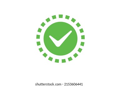 Checkmark green updates complete. Sign of loading new programs and extensions successful web installation and operation of vector applications