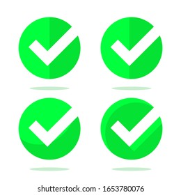 Checkmark green vector isolated icon set. Illustration concept of success accepted approve