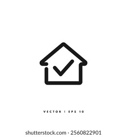 Checkmark House Icon. Editable Stroke