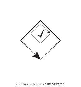 Icono de marca de verificación con flechas aisladas en fondo blanco. Icono del botón Comprobar lista. 