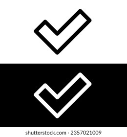 icono de marca de verificación, blanco y negro 