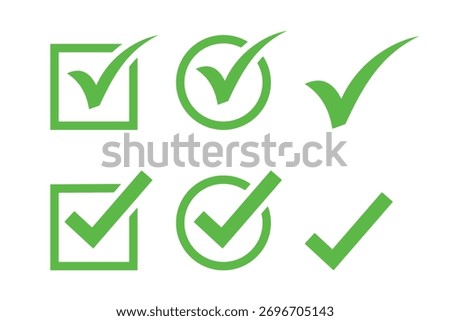 Checkmark icon. Blue check mark vector set. Checked checkbox sign. Approved symbol. Isolated v checkmark icon.