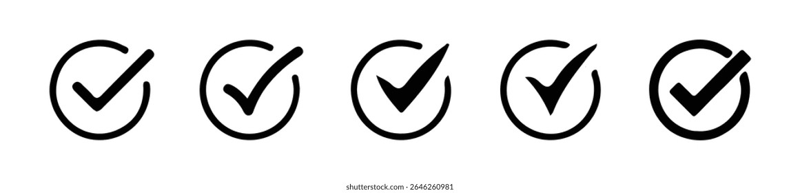 ícone de marca de seleção. ícone de caixa de seleção com correto, aceitar ícones de marca de seleção Caixa de marcação preta, Vetor eps 10