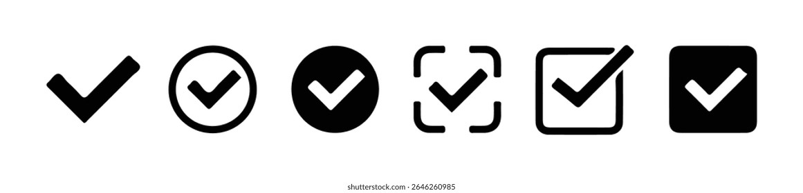 checkmark icon. check box icon with correct, accept checkmark icons Black tick box, Vector eps 10