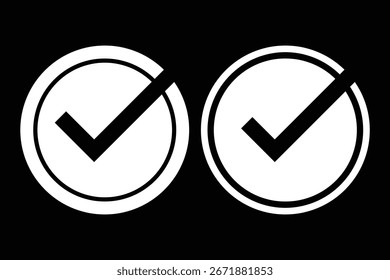 Icono de marca de verificación. Marque la casilla de verificación con el icono correcto, acepte los iconos de marca de verificación. Ilustración vectorial.