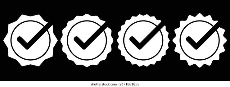 Icono de marca de verificación. Marque la casilla de verificación con el icono correcto, acepte los iconos de marca de verificación. Ilustración vectorial.