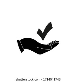 Checkmark icon. Check list button icon. hand holding Checkmark icon