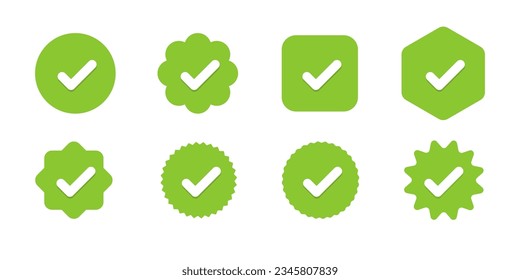 Checkmark icon. Check mark vector set. Correct mark. Ok sign. Yes tick. Confirm vote symbol. Green checkmark verified icon.