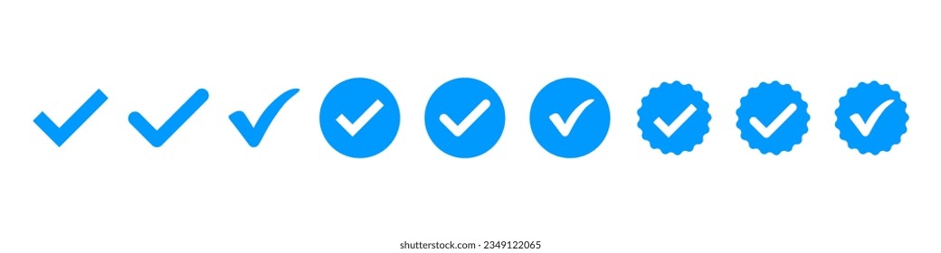 Checkmark icon. Check mark vector set. Ok sign. Official approved sign. Vote choice symbol isolated.