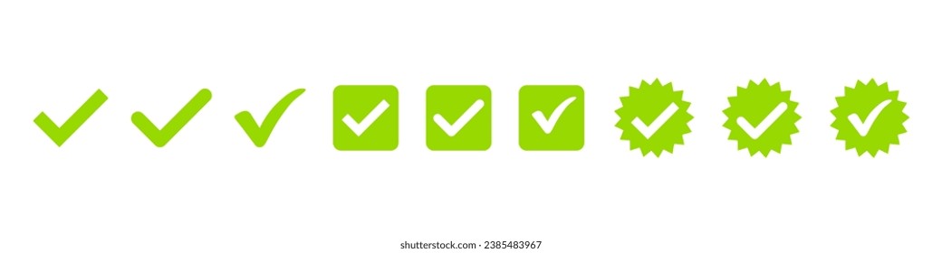 Checkmark icon. Check mark vector set. Ok sign. Official approved sign. Vote choice symbol isolated.